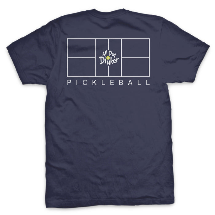 Pickleball Court T-Shirt - All Day Dinker- Unisex White T-Shirt