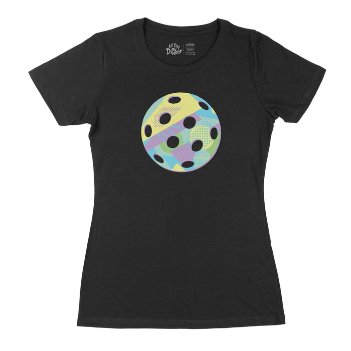 Retro Pastel Pickleball - Women's T-Shirt - All Day Dinker- Womens Black T-Shirt