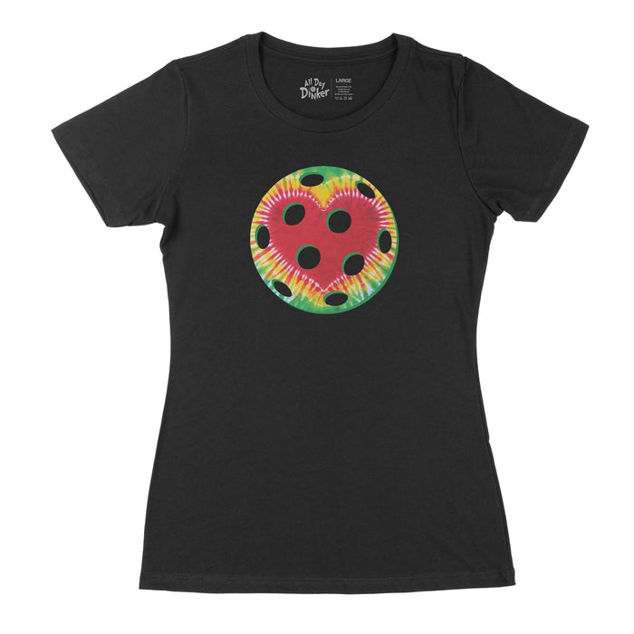 Tie Dye Heart Pickleball - Women's T-Shirt - All Day Dinker- Womens Red T-Shirt