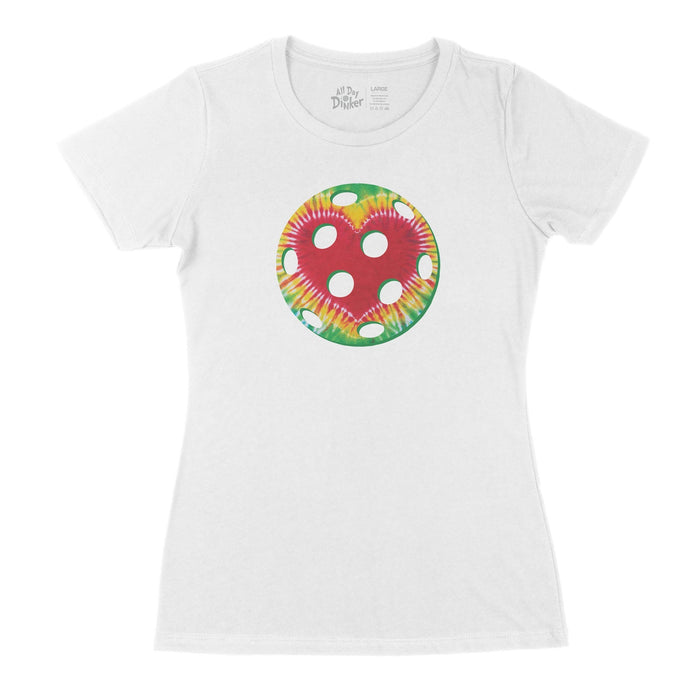 Tie Dye Heart Pickleball - Women's T-Shirt - All Day Dinker- Womens Red T-Shirt