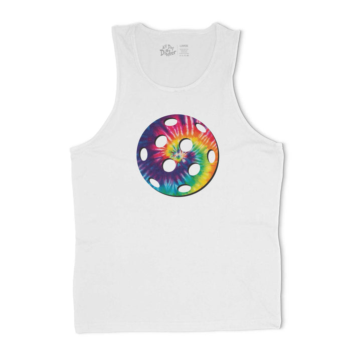 Tie Dye Pickleball Tank Top - All Day Dinker- Mens Red Tank Top