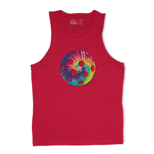 Tie Dye Pickleball Tank Top - All Day Dinker- Mens Red Tank Top