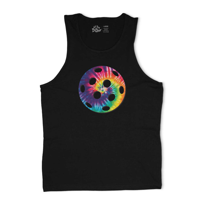 Tie Dye Pickleball Tank Top - All Day Dinker- Mens Red Tank Top