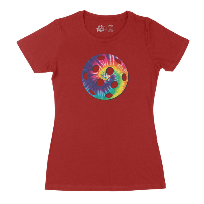 Tie Dye Pickleball - Women's T-Shirt - All Day Dinker- Womens Red T-Shirt