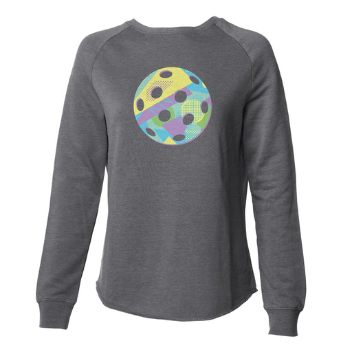 Retro Pastel Pickleball - Women's Crewneck Hoodie - All Day Dinker- Womens Black CrewNeck