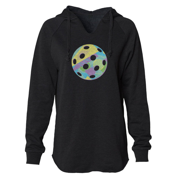 Retro Pastel Pickleball - Women's Lightweight Hoodie - All Day Dinker- Womens Black Hoodie