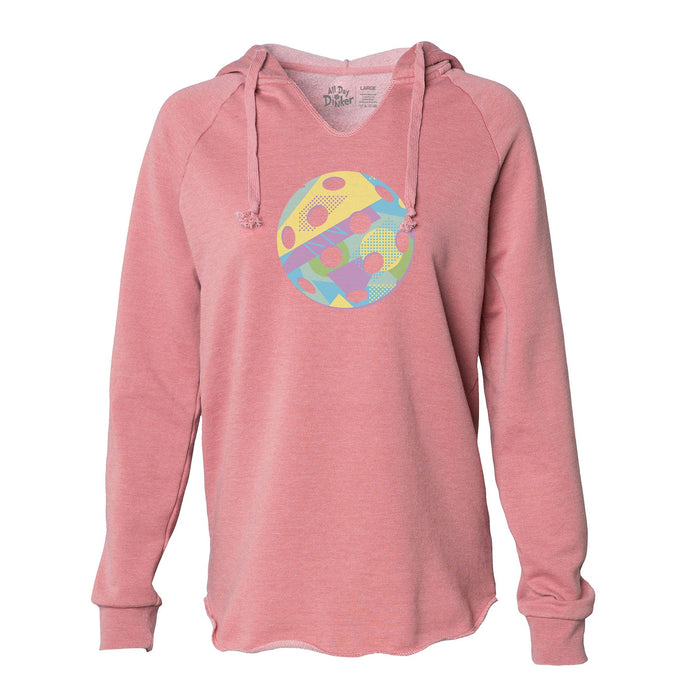 Retro Pastel Pickleball - Women's Lightweight Hoodie - All Day Dinker- Womens Black Hoodie