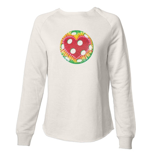 Tie Dye Heart Pickleball - Women's Crewneck Sweatshirt - All Day Dinker- Womens Misty_blue CrewNeck