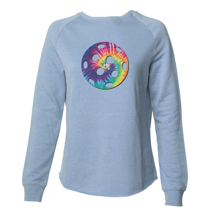 Tie Dye Pickleball - Women's Crewneck Sweatshirt - All Day Dinker- Womens Black CrewNeck