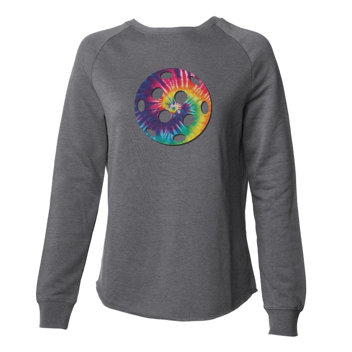 Tie Dye Pickleball - Women's Crewneck Sweatshirt - All Day Dinker- Womens Black CrewNeck